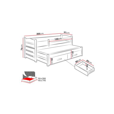 diagram detskej postele s nainštalovanou zábranou