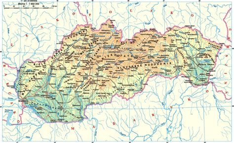 Mapa Slovenska s okolitými krajinami a zobrazením možných miest narodenia
