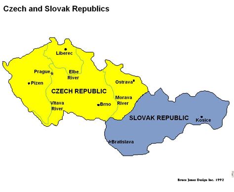 Mapa Slovenska a Česka