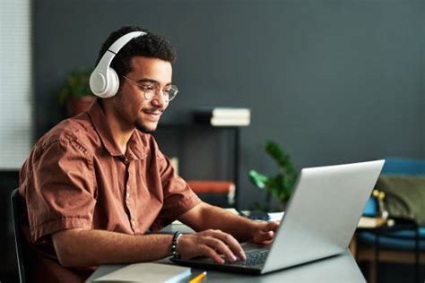 person working with headphones