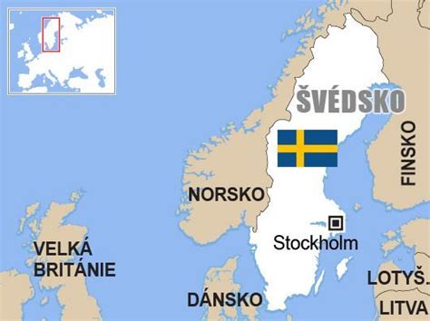 Mapa Švédska so zvýraznenými mestami Štokholm a Malmö