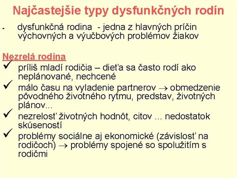 Schéma typov dysfunkčných rodín
