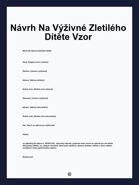 Vzor návrhu na výživné