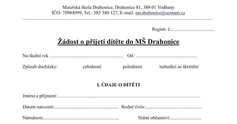Dokumenty k zápisu