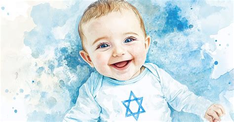 Thematic image of a newborn baby in traditional Jewish context