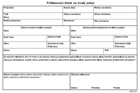 Zoznam dokladov pre prihlásenie na trvalý pobyt