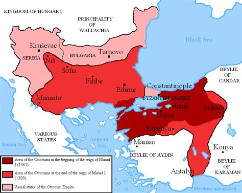 Mapa historického konfliktu Osmanskej a Ruskej ríše