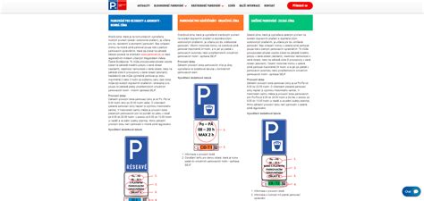 Rôzne typy parkovacích značiek (IP 12, IP 13a, IP 16)