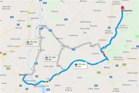 Mapa Serede s označením Jaslí Slniečko