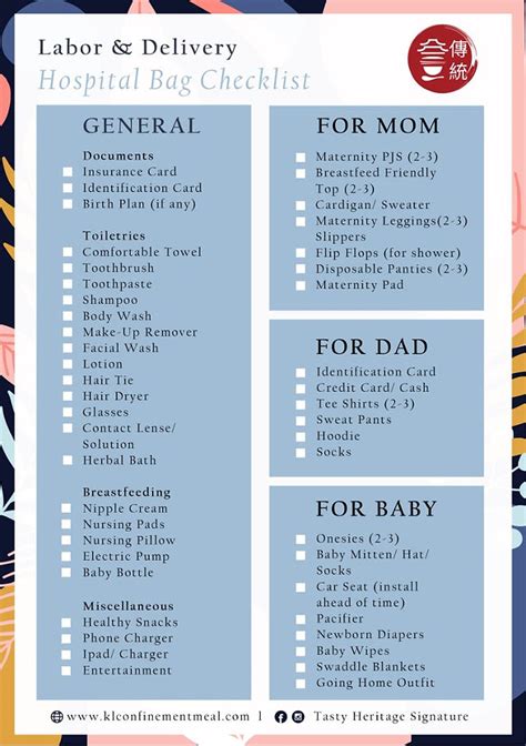 Preparing for labor checklist