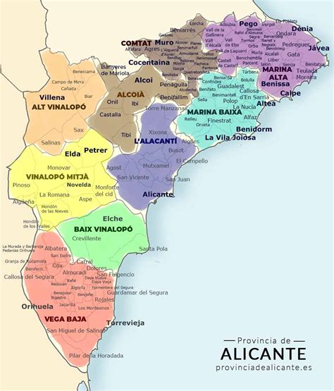 Mapa Španielska s vyznačeným mestom Alicante