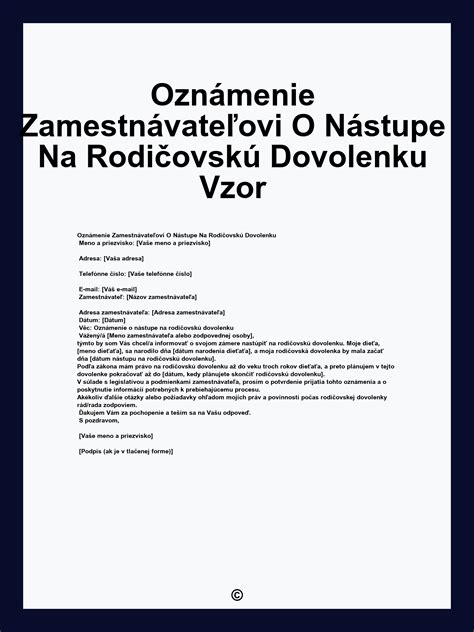 Zoznam dokumentov pre vybavenie materskej a rodicovskej