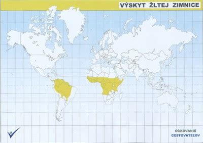 Mapa výskytu žltej zimnice vo svete