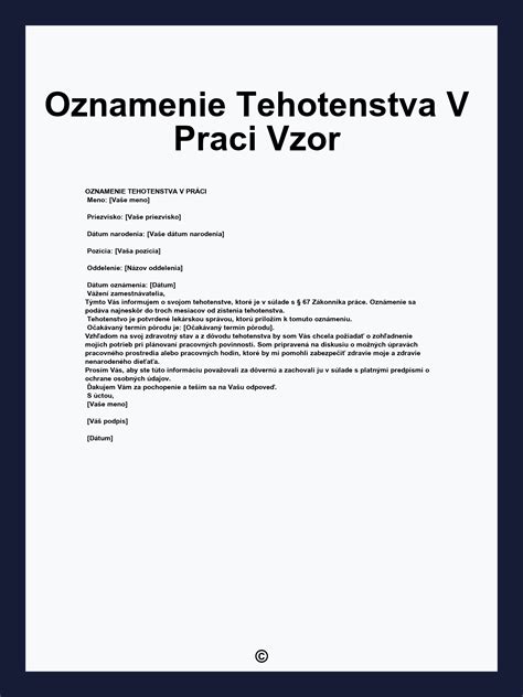 Schéma: Proces oznámenia tehotenstva zamestnávateľovi