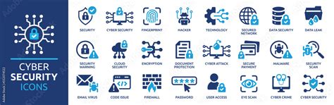 Graphic of data privacy and cybersecurity icons