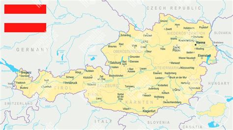 Mapa Rakúska s vyznačenými regiónmi