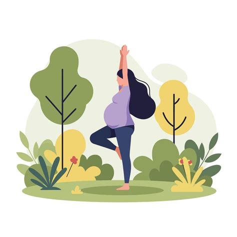 Image of a pregnant woman practicing gentle yoga or walking in nature