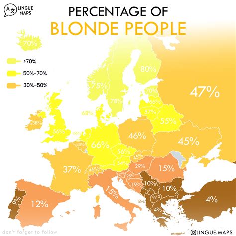 Map of natural blonde hair distribution in Europe