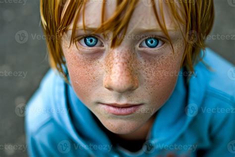 Child with red hair and sun protection