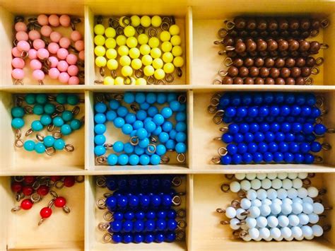 Montessori farebné perly pre demonštráciu násobenia
