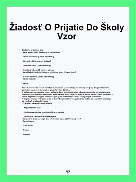 Formulár žiadosti o prijatie do školy