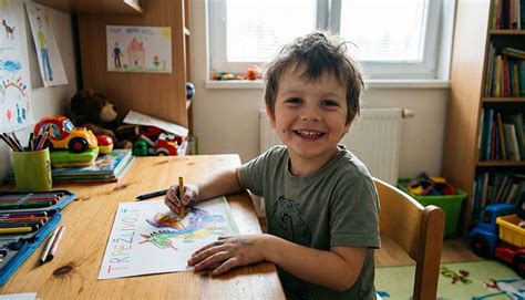 Dieťa sústredene pracujúce pri stole