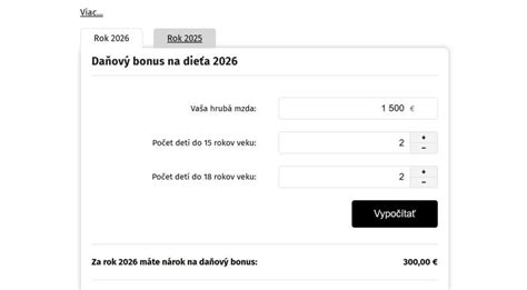 Daňový bonus kalkulačka