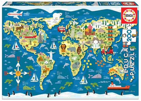 Rodina skladajúca puzzle mapy sveta