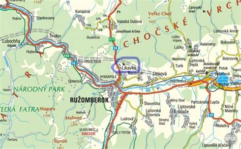 Mapa Ružomberka s vyznačenými škôlkami a jasličkami