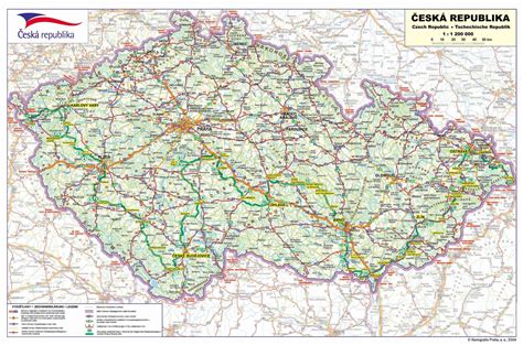 Mapa Českej republiky a Slovenska s vyznačenými hranicami