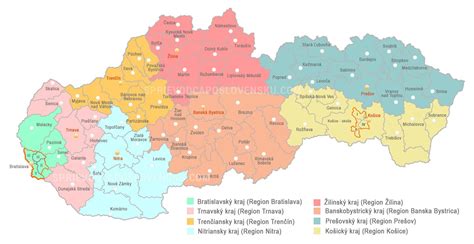 mapa regiónu Stredné Slovensko