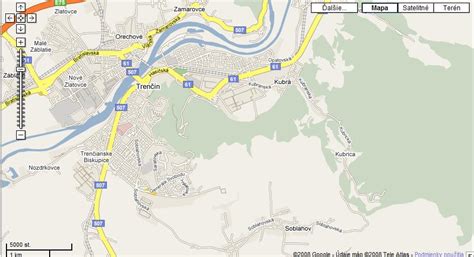 Mapa Trenčína s vyznačenými farnosťami