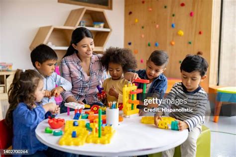 Happy children playing in a childcare facility