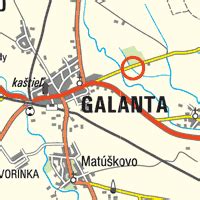 Mapa Galanty s vyznačeným centrom a okolím