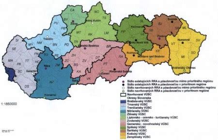 Mapa vyšších územných celkov na Slovensku