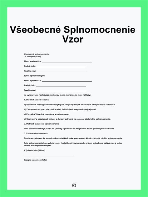 Vzor splnomocnenia na cestovanie s dieťaťom