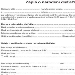 Hlásenie o narodení dieťaťa