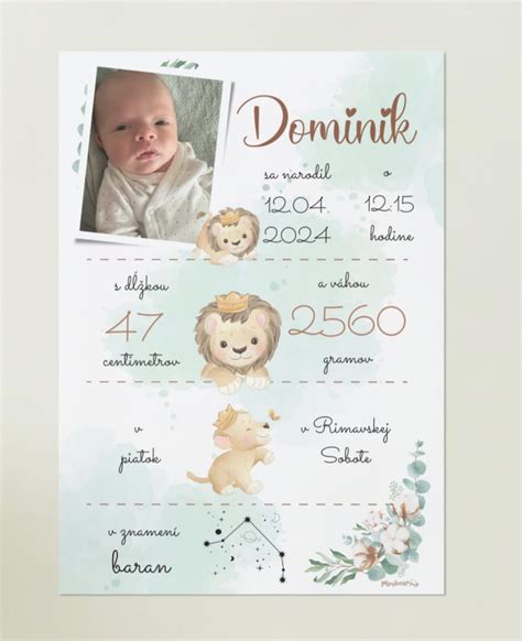 Personalizovaná pohľadnica pre bábätko