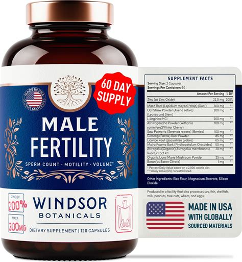 Label of a male fertility supplement