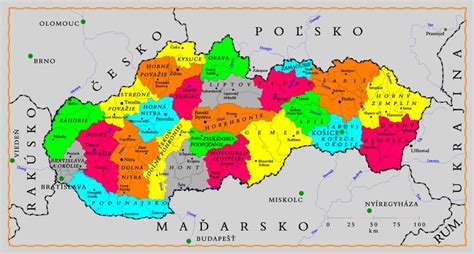 Mapa Slovenska s označením regiónov s bohatou folklórnou tradíciou
