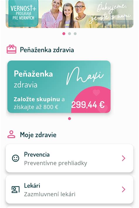 VšZP Peňaženka zdravia MAXI benefits infographic