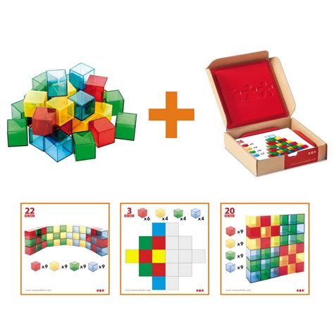 Schéma rôznych konfigurácií penového puzzle od štvorca až po 3D kocky