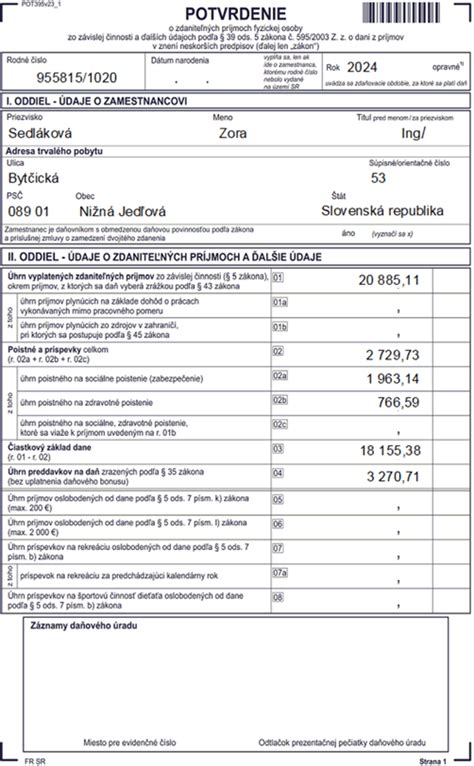 Tlačivo potvrdenia o príjme