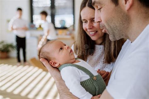 Happy parents with newborn baby