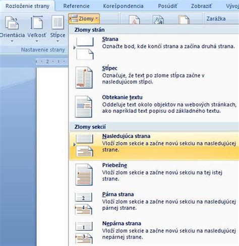 Nastavenia strany v MS Word