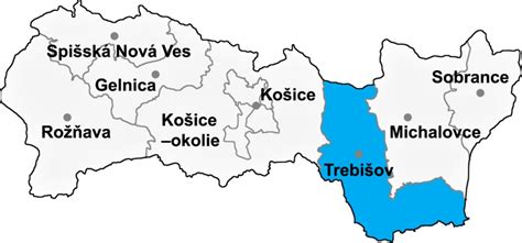 mapa regiónu Trebišov a Malá Tŕňa