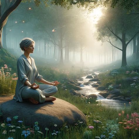 Žena meditujúca v prírode, symbol pokoja a duchovnej rovnováhy