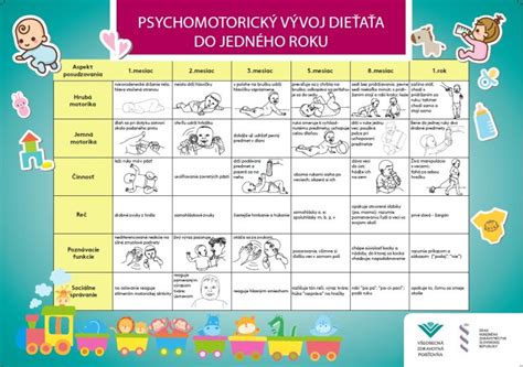 Diagram zobrazujúci postupný vývoj dieťaťa od 2 do 12 mesiacov