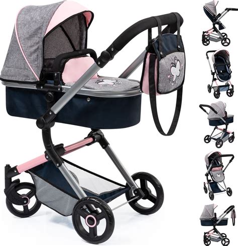 Kočík pre bábiky Bayer Design Neo Vario v striebornej a ružovej farbe