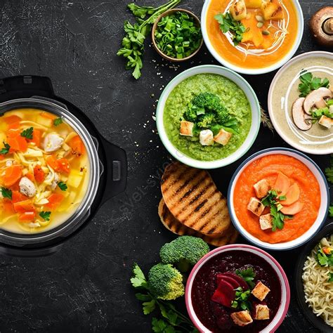 Misky s rôznymi druhmi vývarov